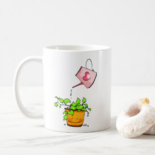 Mug Amour qui arrose, plante d'intérieur heureuse