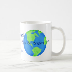 Mug Amour Respectez la Terre Art Nom Personnalisé