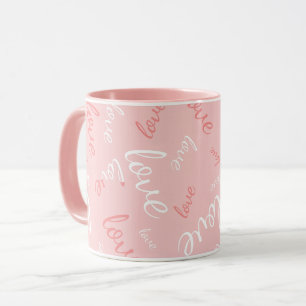 Mug Amour rose écriture manuscrite typographie romanti