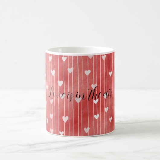 Mug Amour Rouge Blanc Rayures Cœurs Amour Romantique (Centre)