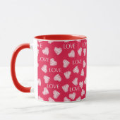 Mug Amour sans couture Saint-Valentin rose rouge blanc (Gauche)