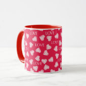 Mug AMOUR sans couture Valentines Jour rose rouge blan (Devant gauche)