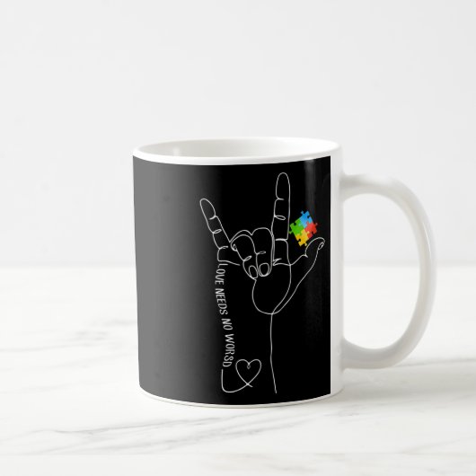 Mug Amour Sensibilisation sur l'autisme Mois Pas besoi (Droite)