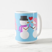 Mug Amour & Snowpeople : Bleu clair (Devant droit)