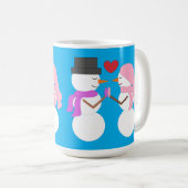 Mug Amour & Snowpeople : Vert bleu (Devant droit)
