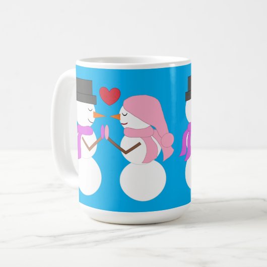 Mug Amour & Snowpeople : Vert bleu (Devant gauche)