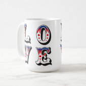 Mug Amour - Style de cirque vintage (Devant gauche)