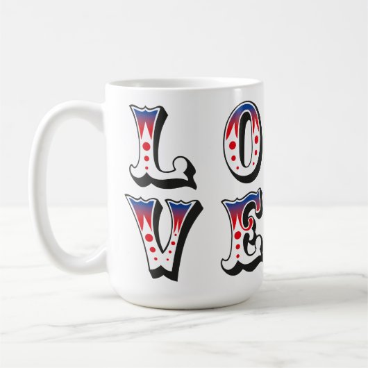 Mug Amour - Style de cirque vintage (Gauche)