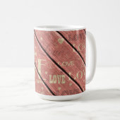 Mug Amour sur Arrière - plan de bois rose (Devant droit)