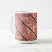 Mug Amour sur Arrière - plan de bois rose (Devant gauche)