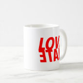 Mug AMOUR sur HAINE rouge chaud graphique suprême roi  (Devant droit)