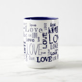 Mug AMOUR ! Texte bleu typographique (Centre)