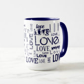 Mug AMOUR ! Texte bleu typographique (Devant droit)