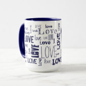 Mug AMOUR ! Texte bleu typographique (Devant gauche)