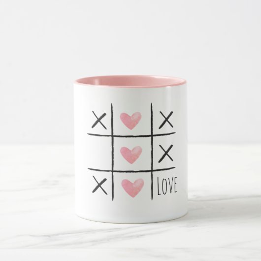 Mug Amour Tic Tac Toe Cœurs Roses (Centre)