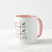 Mug Amour Tic Tac Toe Cœurs Roses (Devant droit)
