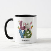 Mug Amour Typographie Lapin de Pâques Crochet Nom (Gauche)
