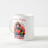 Mug Amour unique de pompier Texte noir et rouge (Devant gauche)