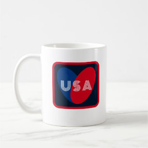 Mug Amour USA Patriotique Rouge Blanc Bleu Coeur Moder