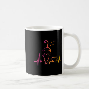 Mug Amoureux de chat au rythme cardiaque Silhouette An