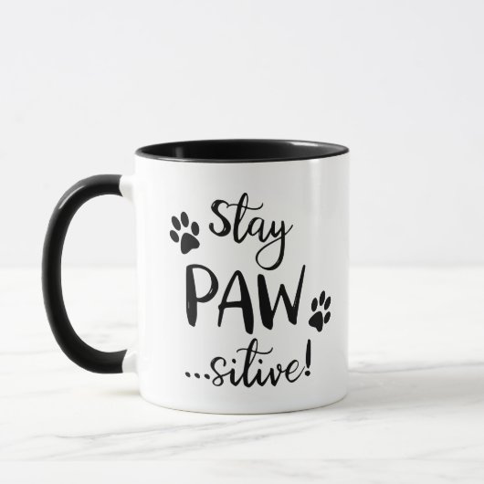 Mug Amoureux de chats restez Pawsitive (Gauche)