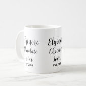 Mug Amoureux de chocolat Noir Script Nom Personnalisé (Devant gauche)