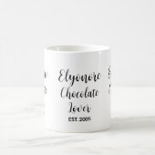 Mug Amoureux de chocolat Noir Script Nom Personnalisé (Centre)