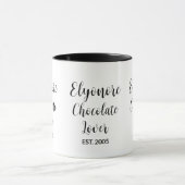 Mug Amoureux de chocolat Noir Script Nom Personnalisé (Centre)
