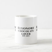 Mug Amoureux de chocolat Noir Script Nom Personnalisé (Centre)