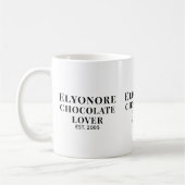 Mug Amoureux de chocolat Noir Script Nom Personnalisé (Gauche)