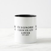 Mug Amoureux de chocolat noir Script Nom personnalisé  (Centre)