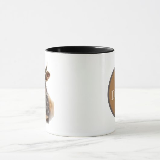 Mug amoureux de la vache mignonne ajouter monogramme (Centre)