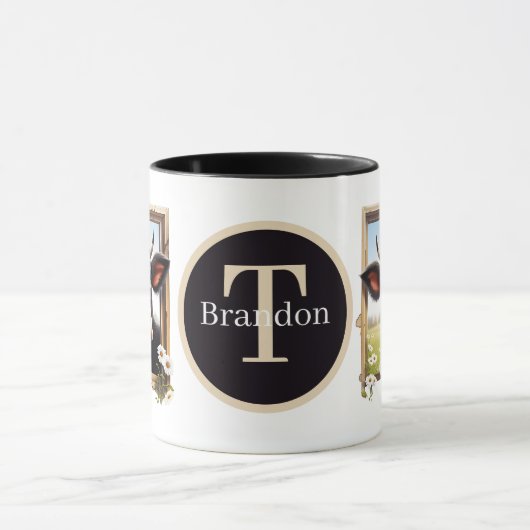Mug amoureux de la vache mignonne ajouter monogramme (Centre)