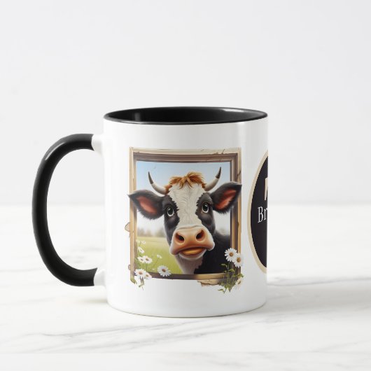 Mug amoureux de la vache mignonne ajouter monogramme (Gauche)
