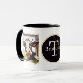 Mug amoureux de la vache mignonne ajouter monogramme (Devant gauche)