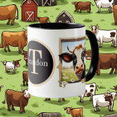Mug amoureux de la vache mignonne ajouter monogramme