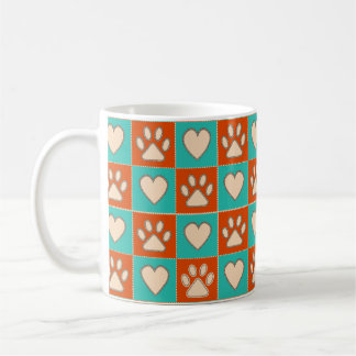 Mug Amoureux de les chiens À damiers Empreintes de pat