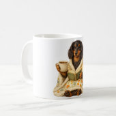 Mug Amoureux de livres de café Teckel — Teckel de lect (Devant gauche)