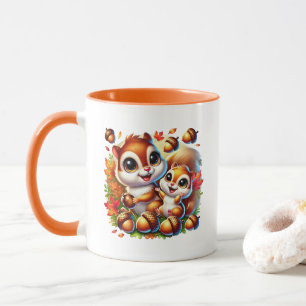 Mug Amoureux de petits écureuils automnaux mignons 