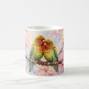 Mug Amoureux de style géométrique parmi les fleurs de