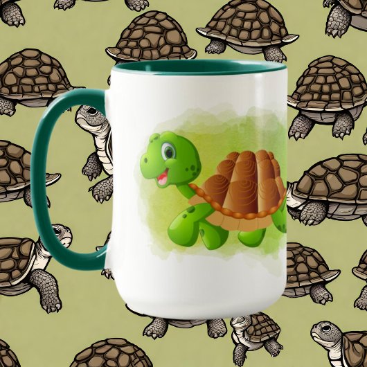 Mug amoureux de tortues mignonnes ajouter monogramme M
