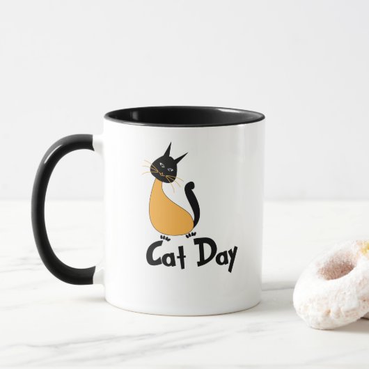 Mug Amoureux des chats de jour de chat (Avec donut)