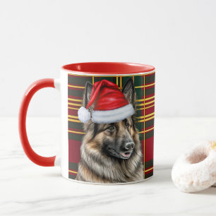 Mug Amoureux des chiens belge Tervuren Holiday Plaid