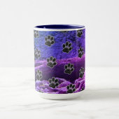 Mug Amoureux des chiens Blue Purple Clouds Black Puppy (Centre)