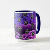 Mug Amoureux des chiens Blue Purple Clouds Black Puppy (Devant droit)