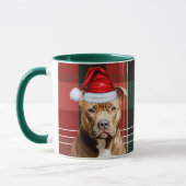Mug Amoureux des chiens Brown Pitbull Holiday Red Gree (Gauche)