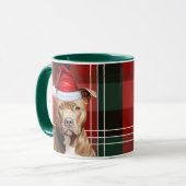 Mug Amoureux des chiens Brown Pitbull Holiday Red Gree (Devant gauche)