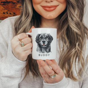 Mug Amoureux des chiens de recherche d'aquarelle perso