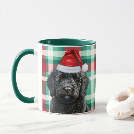 Mug Amoureux des chiens Labradoodle Rouge Vert Vacance (Avec donut)
