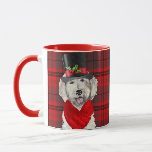 Mug Amoureux des chiens Plaid Jaune Labradoodle Fête (Gauche)